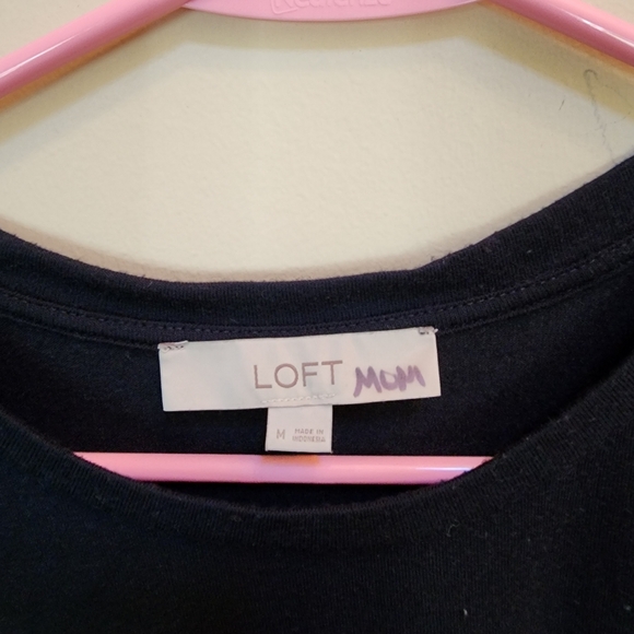 LOFT Medium Blue Long Sleeve Boxy Blouse Polka Dot Trim Detail - Picture 5 of 5